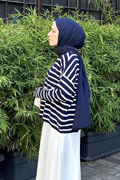 lamelif Striped Fisherman Sweater Navy Blue