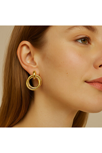 Sacce Scarves&Accessories Retro Ring Shaped Gold Earrings – Shiny Lacquer Finish