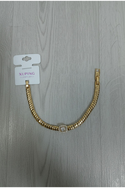 ŞEHRAZAT HANDMADE TASARIM سوار من الفولاذ مرصع بحجر الباجيت الذهبي من شوبينج