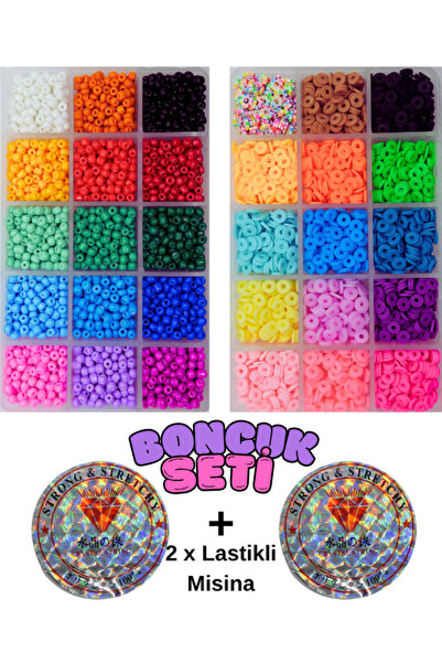 Boncuk Abla DOLU DOLU Kum Boncuk ve Fimo Boncuk Seti Rengarenk Kendin Yap Hob...