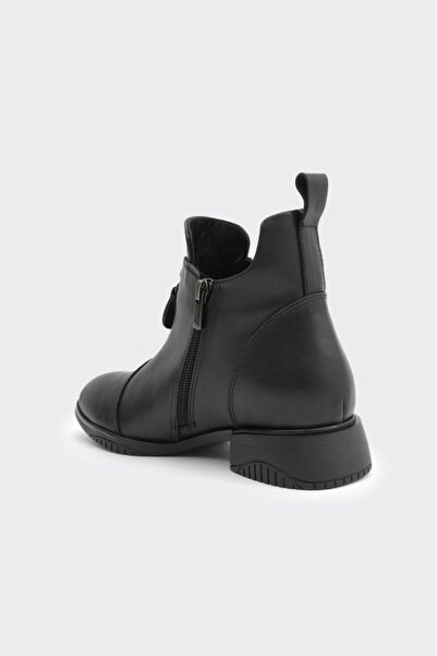 derinet Hakiki Deri Önden Fermuarlı Kadın Bot