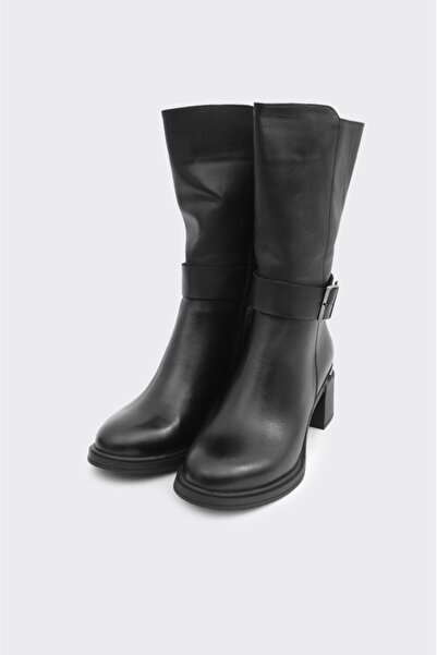 derinet Hakiki Deri Topuklu Kadın Çizme