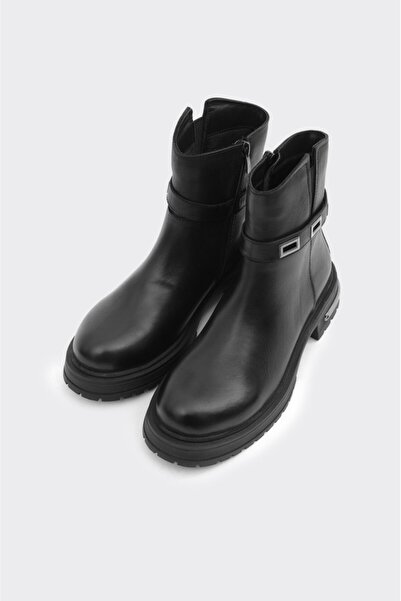 derinet Fermuarlı Hakiki Deri Kadın Bot