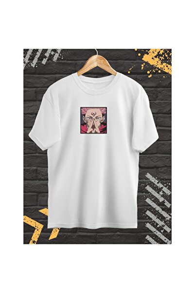 OEM Tricou Barbati cu Broderie si Imprimeu, Jujutsu Kaisen, Bumbac, Alb, L INTL