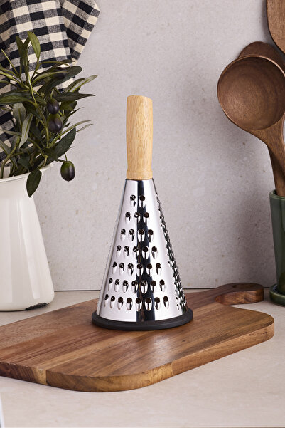 Perotti Grattugia Ergonomik Bambu Saplı Rende 20 cm Kaymaz Tabanlı Konik Form Mutfak Rendesi