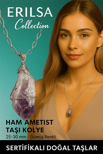 Erilsa Certified Silver Wire Wrapped Brazilian Amethyst Tooth Stone Necklace ...