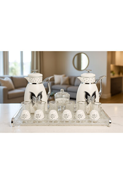 Radin Thermose Set Of 22Pieces 2Pc Thermose 6Tea Cups With 6soucers 6Cawa Cup 1Tray 1Sugar Bowl For Home