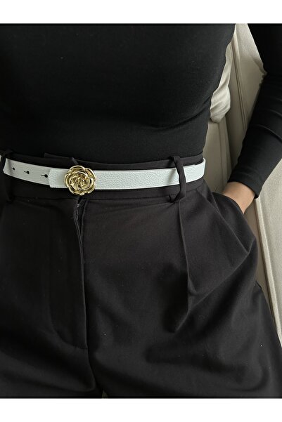 LİA KEMER Trace Gül Gold Buckle Model Women's Belt Waist Belt Coat Belt Dress Belt Trouser Belt