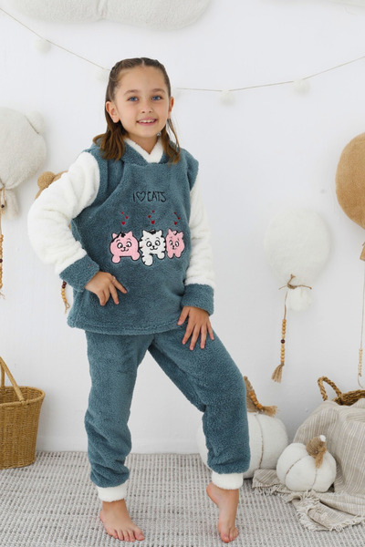 bigiyin Plush Pajama Set Girls' Pajama Set Fleece Winter Pajama Set
