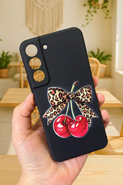 Vip Case Samsung Galaxy S22 Uyumlu Kiraz Leopar Fiyonk Desenli Silikon Darbe ...