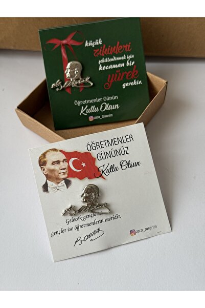 Atatürk Collar Badge 2 pcs Teachers' Day Brooch Card and Boxed Gift Collar Pin