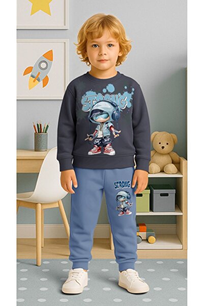 ÖRZİKİDS Seasonal Printed 2-String Boys' Tracksuit Set 3-10 Years Old