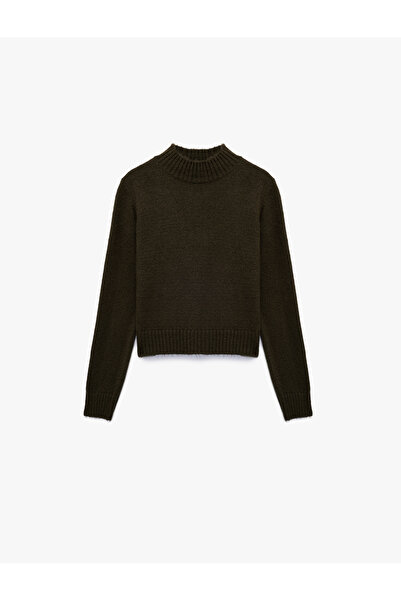 Koton Soft Textured Stand Collar Long Sleeve Knitwear Sweater