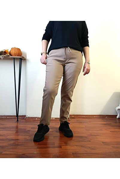 Butik Şans Elastic Waist Double Leg Lycra Fabric Trousers