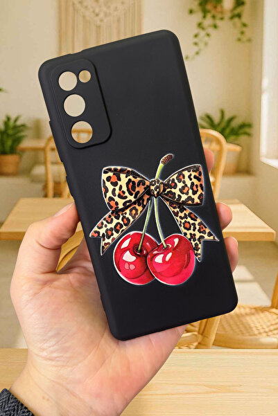 Vip Case Samsung Galaxy S20 Fe Uyumlu Kiraz Leopar Fiyonk Desenli Silikon Dar...