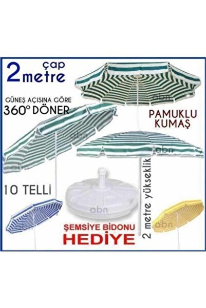 abnturk Pamuklu Kumaş Büyük Boy Açı Verilen 2 Mt Şemsiye Su Bidonu Beraber Ba...