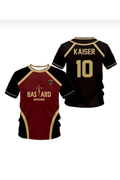 BYSPORTAKUS Siyah Bordo Anime Blue Lock 10 Kaiser Forma Unisex T-shirt Minga ...