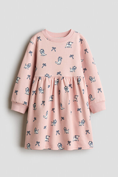 H&M Baskılı Sweatshirt Elbise