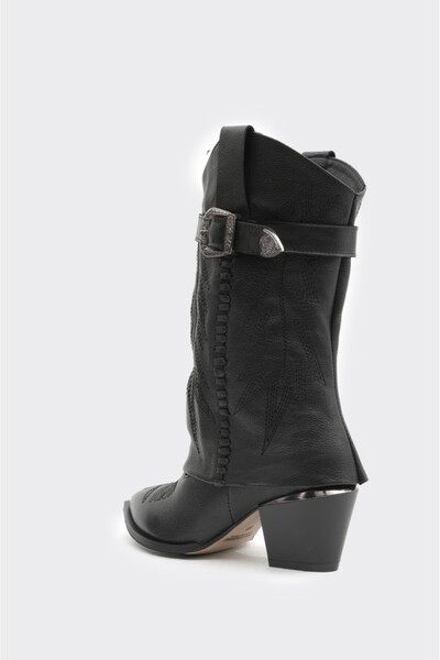 derinet Desenli Hakiki Deri Kadın Çizme