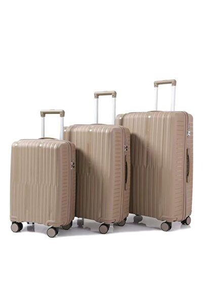 OEM Set of 3 trolleys, impact-resistant polypropylene material, 4 double 360-degree wheels, khaki