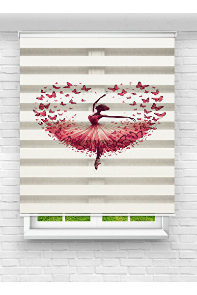 evana home Kelebekli Balerin Desenli Zebra Perde – Zarif, Sanatsal ve Modern Tasarım