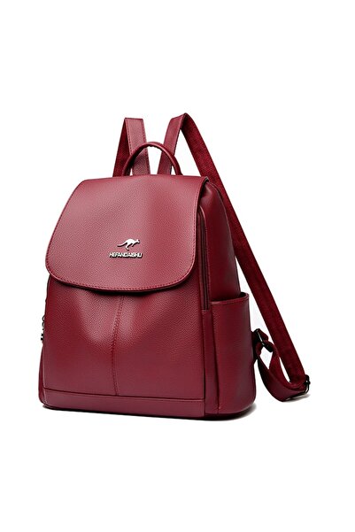 SDLOGAL - Women's Backpack, PU bag type, with adjustable straps, secured zipper, 32 x 29 x15cm, Burg