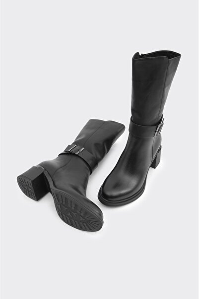 derinet Hakiki Deri Topuklu Kadın Çizme