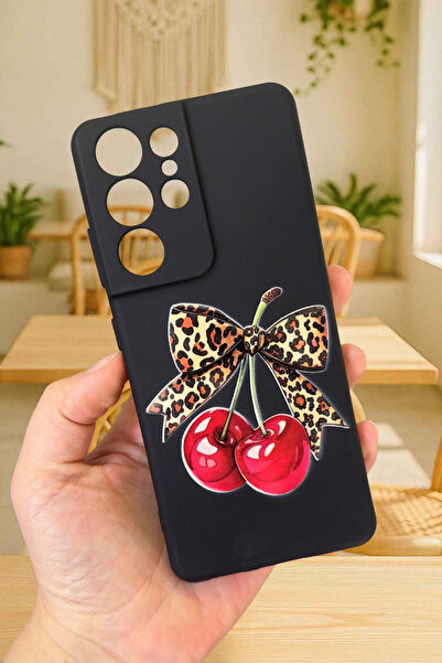 Vip Case Samsung Galaxy S21 Ultra Uyumlu Kiraz Leopar Fiyonk Desenli Silikon ...