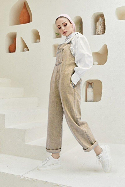 alhemengelir Blugi Honey Foam cu trei buzunare, salopetă largă pentru femei