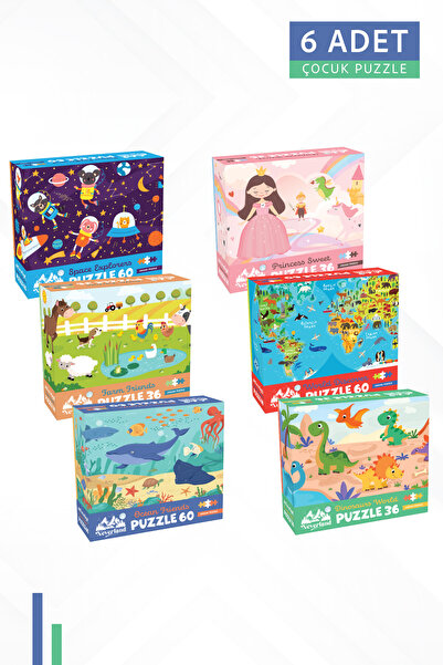 Neverland 6 FARKLI 36 PARÇA VE 60 PARÇA ÇOCUK PUZZLE