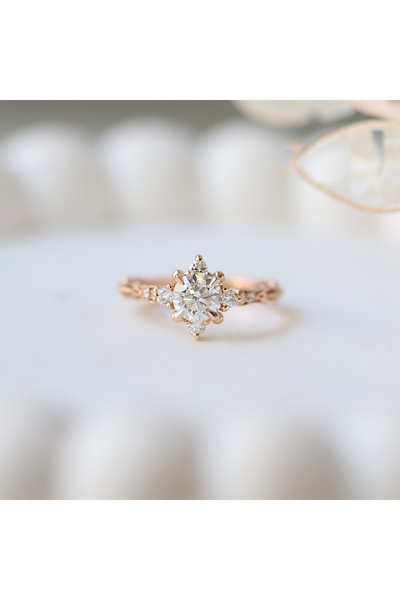 INZA mücevherat 0.75 CT F SI2 GIA Sertifikalı Vintage Florence Pırlanta Yüzük