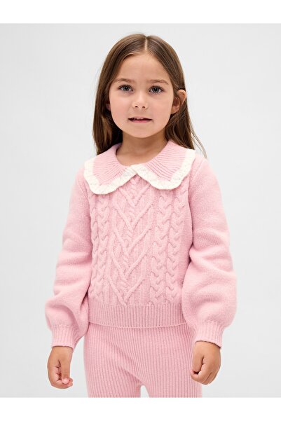 GAP Kız Bebek Pembe CashSoft Yaka Detaylı Kazak