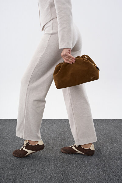 Çantacımstore Women's Drawstring Bag Brown Suede