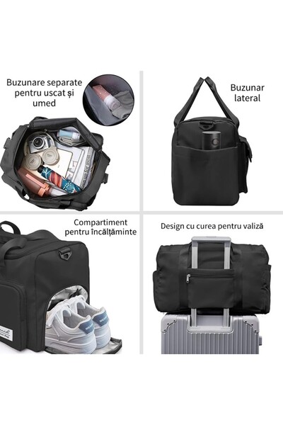 Rasekon Travel Bag, Sports Bag for Fitness, with Shoe Compartment, Overnight Bag, Weekend Workout Bag, Yoga