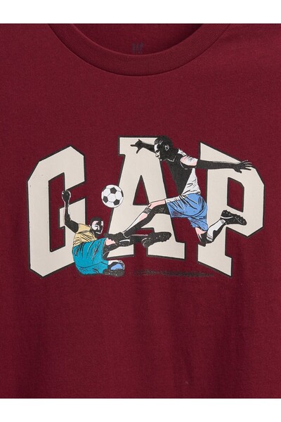 GAP Erkek Çocuk Bordo Logo T-Shirt