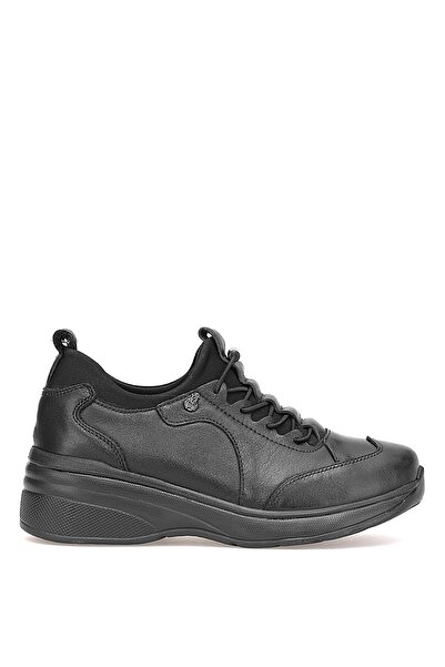 Ayakkabı Fuarı Elit Erlplv052-D-F Women's Genuine Leather Orthopedic Classic Sneaker Black