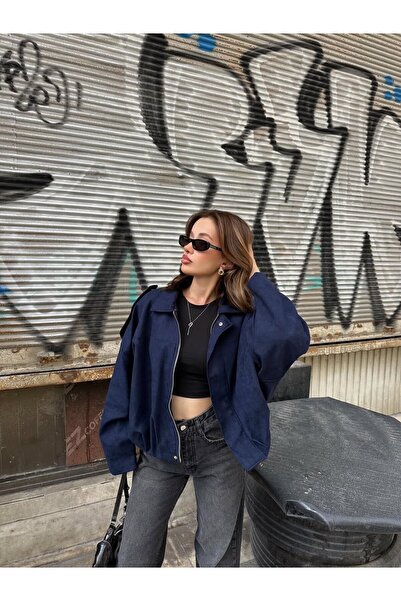 cemo KADIN Süet Premium Bomber Ceket