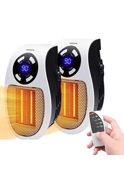 Tessari HASEPE Mini Portable Fan Heater 400W with Remote, Timer, LED (White/Black)