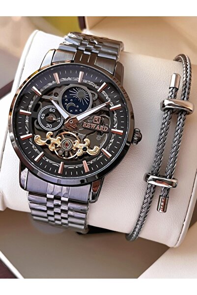 Reward Özel Tasarım Mehtaplı Mekanizma Çelik Kordon 5 Atm Suya Dayaknıklı Erk...