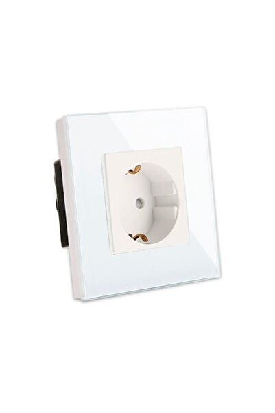 Bingoelec Complete Schuko socket, simple 16A, glass frame, White
