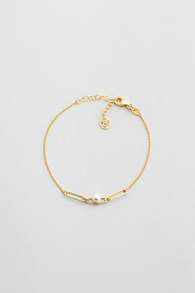 So CHIC... Mirabella 18 Ayar Sarı Altın Kaplama 19 Cm Gümüş İnci Bileklik