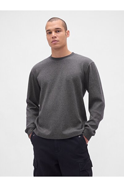 GAP Erkek Koyu Gri Waffle Crew T-Shirt