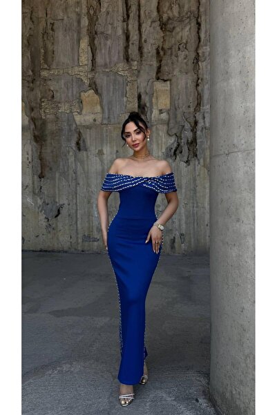 Modafeminen Rochie de seară din țesătură elastică Scuba, cu guler, cu detalii...