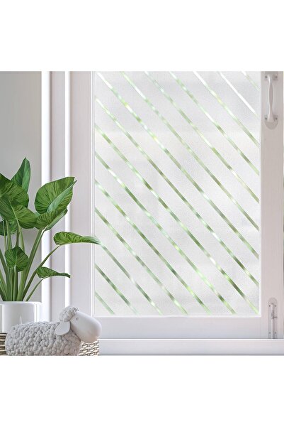 LUXER Folie Decorativa Privacy Pentru Geamuri, Protectie UV, Model - Dungi Di...