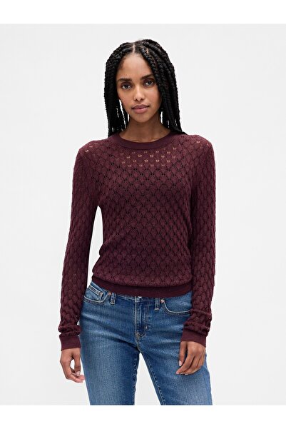GAP Kadın Bordo Pointelle Kazak