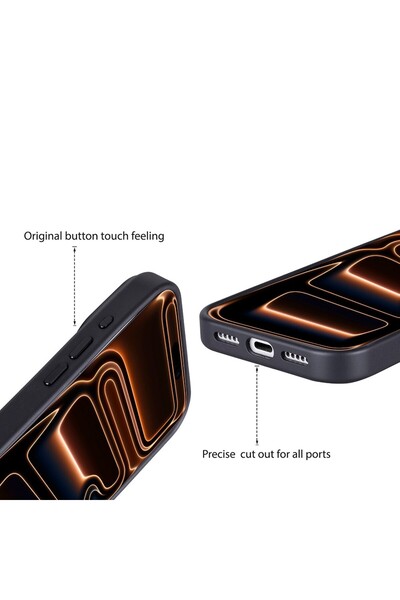 Bouletta , Apple iPhone 17 Pro için, Hakiki Deri, El Yapımı Kartlıklı Kılıf, İç Yüzeyi Kadife, Kömür