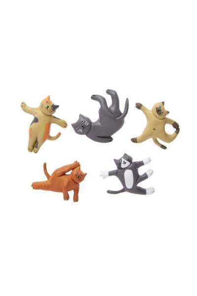 Kikkerland Yoga Cat Magnets Seti