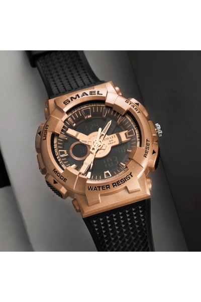 SMAEL Men's watch Sport Digital Analog 5 ATM Black Rose