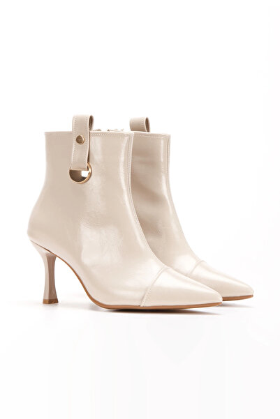 Satenora حذاء ثورا ذو الكعب العالي من الجلد باللون البيج