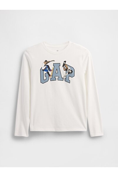 GAP Erkek Çocuk Beyaz Logo T-Shirt